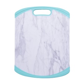 Farberware Plastic Cutting Board with Aqua Nonslip Edges and Stylish Marble Pattern-Dishwasher Kitchen Essential for Everyday Use-Durable Poly Material, Food-Safe, Easy to Clean, 11x14-Inch