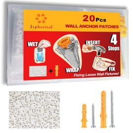 Drywall Anchor Repair Kit,Loose Wall Anchor Fix Patches,Ideal for Drywall and Masonry,Only Wet Can Fix Wall Hole Fast,20 Patches with Anchors and Screws Included.