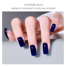 JMEOWIO Semi Cured Gel Nail Strips Royal Blue Gel Nail Stickers Nail Supplies Nail Art Design Decoration Accessories