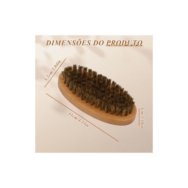 Cepillo Para Barba De 11cm,Cerdas De Jabalí De Bigote Para