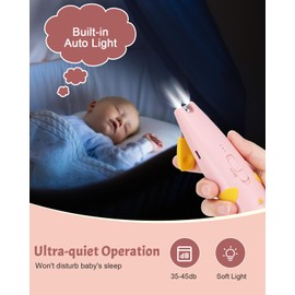 Lictin 2 in 1 Baby Nail Trimmer Electric, Safe Baby Nail File Kit Rechargeable, Baby Nail Clippers with Auto Light for Newborn, Infant, Toddler, Kids, 10 Replacement Grinding Heads, Trim and Polish