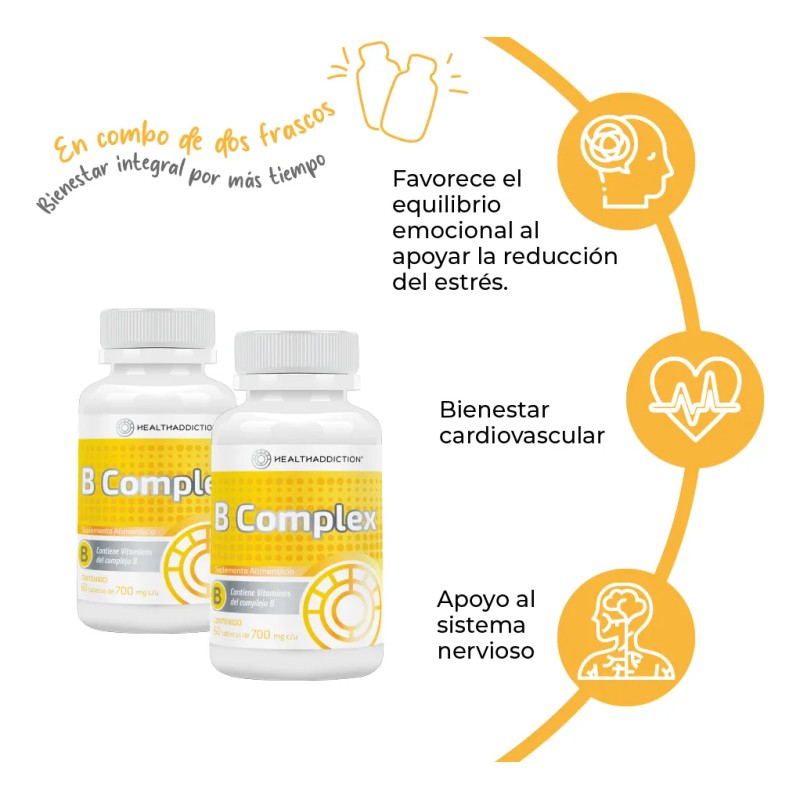 Pack Complex Healthaddiction Complejo 120 Tabletas Sabor