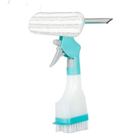 4 in 1 Window Cleaning Scraper, Squeegee and Scrubber with Spray, Multifunctional Household Cleaning Tool, Car Windshield Cleaner,Lightweight Silicone Microfiber Wipe:_1 sets of combination packages