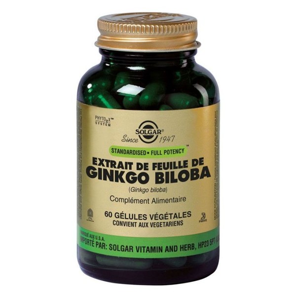 Solgar Extrait de Feuille de Ginkgo Biloba 60 Gélules Végétales