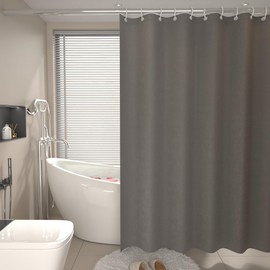 AwmnSrman Shower Curtain - Solid Grey Shower Curtain with 12 Shower Curtains Hooks, Quick-Drying Modern Elegant Design Polyester 200 x 200cm