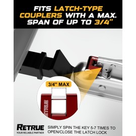 RETRUE RETRUE Trailer Tongue Coupler Lock, Trailer Hitch Lock,Dia 1/4 Inch, 3/4 Inch Span for Tow Boat RV Truck Car's Coupler, Red