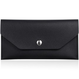 iplusmile Thin Wallet Leather Bill Case Envelope Saving Bank PU Product Long Wallet Cash Envelope Exam Voucher Case Black Money Storage Pouch Money Storage Reusable Budget Envelope Men's Wallet