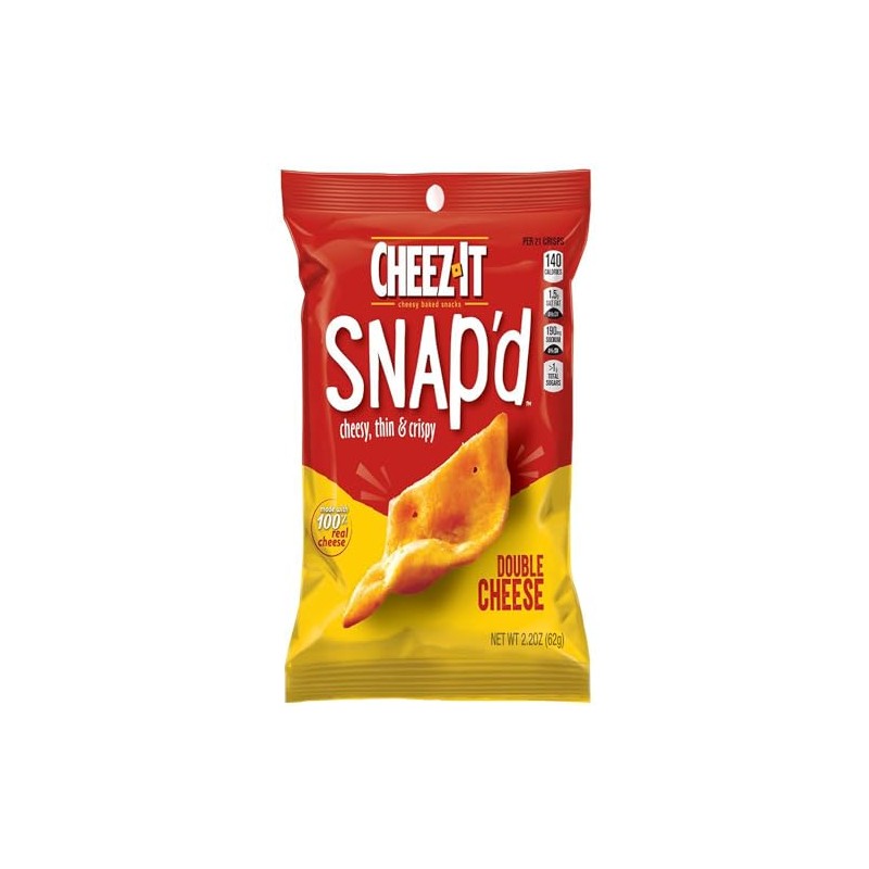 Cheez-It Sunshine Snap'd Crackers, Double Cheese, 2.2 Oz Pouch, 6/pack
