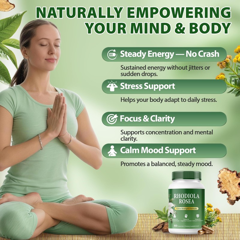 Rhodiola Rosea Extract 500mg – Adaptogen for Stress Support, Energy