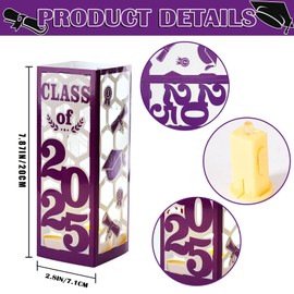 6 Pcs Light Up Graduation Centerpieces- Class of 2025 Graduation Decorations Lantern Boxes for College High School Congrats Graduation Party Supplies(Purple)