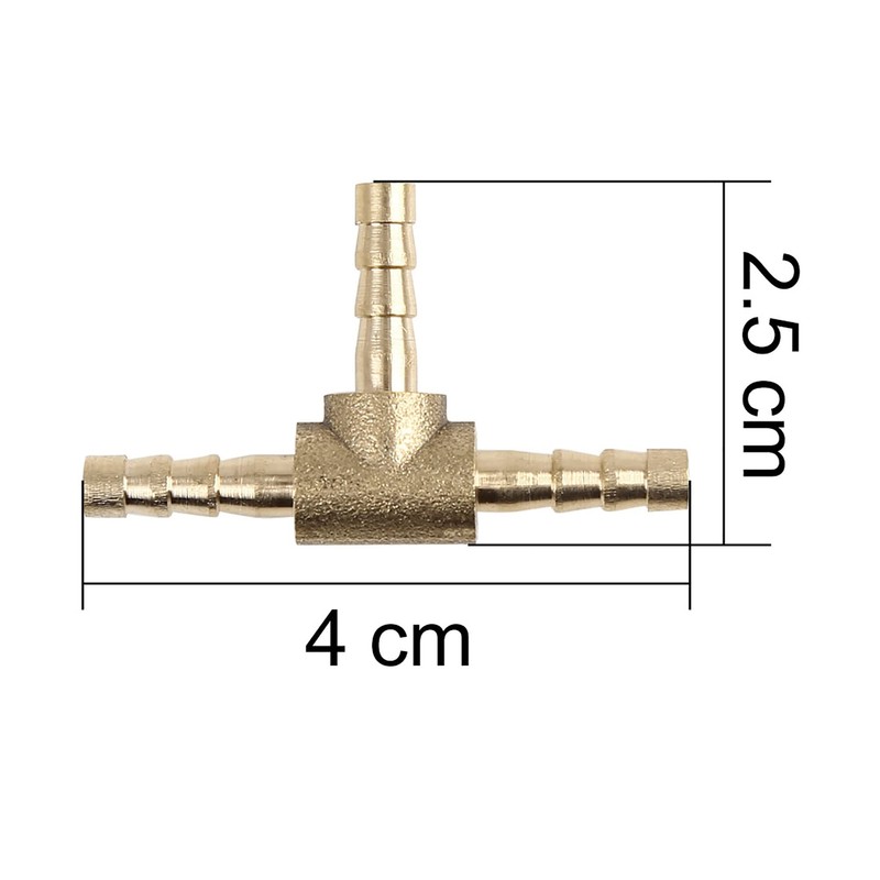 X AUTOHAUX 4mm Hose Barb Brass 3 Way Tee Connector
