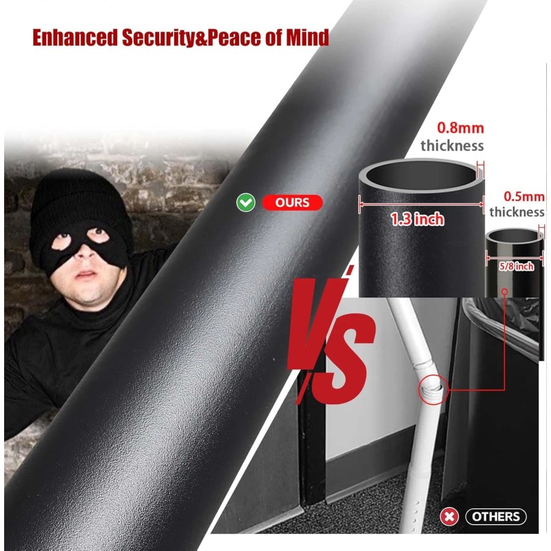 Nicecho Big Door Security lock Bar 1.3" dia. Burglar Barricade