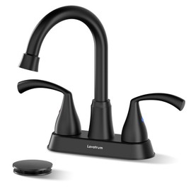 Lavatrum Bathroom Faucet Chrome, Single Handle Bathroom Faucet with cUPC Water Supply Line for 1 Holes, Vanity Faucet Lead-Free Lavatory Bath Mixer (2 Handle Centerset Faucet, Matte Black)