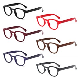 Kerecsen Reading Glasses 6 Pack Great Value Quality Readers Spring Hinge Color Glasses (6 colors mixed-2, 2.0, diopters)