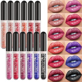 Skynest 12 Colours Set Matte Liquid Shiny Lipstick Long Wear Waterproof Shimmer Matte Liquid Lipstick Sexy Nude