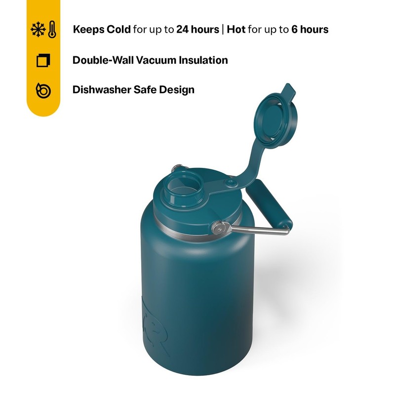 RTIC Half Gallon Outback Jug, Stainless Steel, Ceramic Lined Insulated