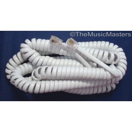 Vital Wave Technology White 25' ft Telephone Handset Receiver 4P4C Coil Cable Curly Cord Wire VWLTW