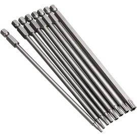 Bestgle 8 Pcs Long Torx Screwdriver Bit Set 1/4 Inch Hex Shank Magnetic 6 Point Star Security Tamper Proof Screwdriver Bits T8 T10 T15 T20 T25 T27 T30 T40, 150mm Length