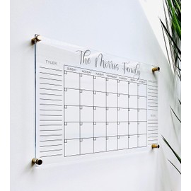 Large Clear Acrylic Monthly Calendar for wall | Dry-Erase Message White Board Calendar Wall Mounted Office Home Family Organization Tools Must Haves School Kids Adult Mom Teen Monthly Weekly ADHD Tool