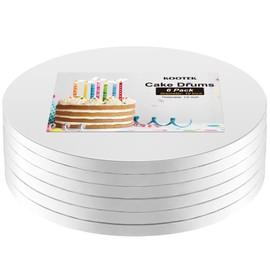 Kootek Cake Boards Drums 10 Inch Round, 1/2" Thick Decorating Supplies White 6-Pack Sturdy Corrugated Cardboard Base, Base para Pastel