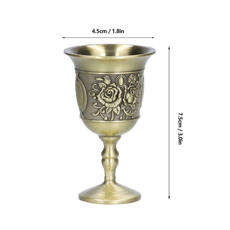 2pcs Wine Glasses Exquisite Chrysanthemum Pattern Vintage Court Style Metal