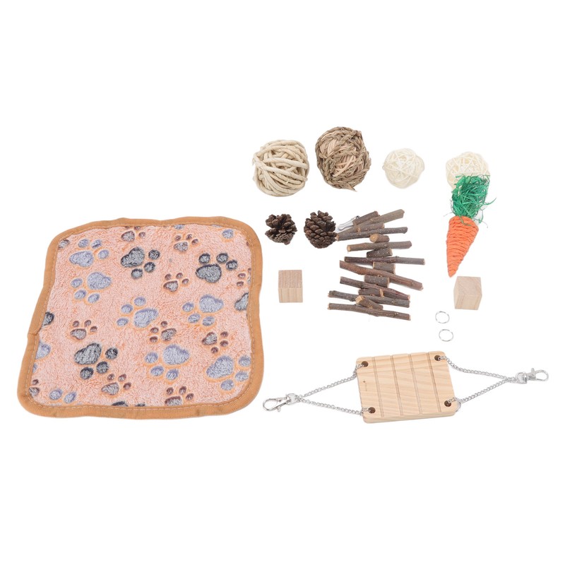 12Pcs Hamster Toy Set Natural Safe Hand Woven Teeth Grinding
