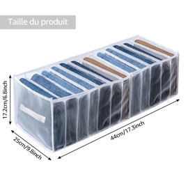 GOYADA Pack of 3 Wardrobe Organiser, 12 Compartments Foldable Storage Box Made of Thickened Nylon, Wardrobe Organiser Mesh with Handle for T-Shirts, Jeans, Shirts, Sweaters