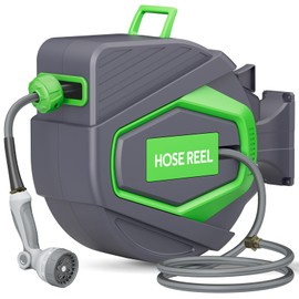 ALAIAL Retractable Garden Hose Reel, 1/2 in x 100 Ft, for Garden Watering