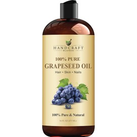 Aceite de semilla de uva artesanal – 100% puro y natural – Aceite portador de grado terapéutico premium para aromaterapia, masaje, hidratación de la piel y el cabello – enorme 16 fl. Oz