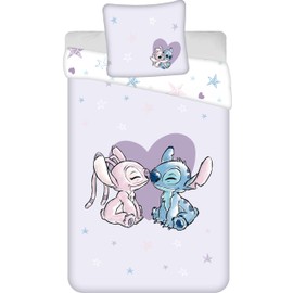 Jerry Fabrics Stitch and Angel Heart Duvet Cover 100% Cotton Reversible Duvet Cover 140 x 200 cm + Pillowcase 65 x 65 cm