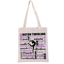 G2TUP Baton Twirling Lover Gift Baton Twirling Word Tote Bag Baton Fan Handbag Majorette Gift Who Loves To Twirl Gift (Baton Twirling Word TB)