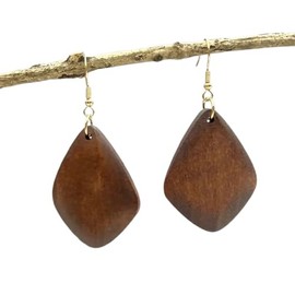 ⊹⊱❁ RAUTENFÖRMIGE OHRRINGE - GEOMETRISCHE RAUTEN - TOLLE HOLZ SCHEIBEN ❁⊰⊹ leichte Tribal Ethno Ohrringe, gold und braun