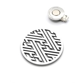 Golf Marker [Metal Marker for Luck] Product Name: #GOOD LUCK Sayaya Shape #Increase Focus #Ideal Gift #Brighten Around Your Face #Stainless Steel 1.6 inches (40 mm) #Pearl Silver # Attached to Hat