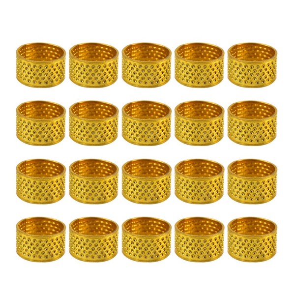 HEALLILY 20pcs Sewing Thimbles Skid-Resistance Adjustable Thimble Ring Sewing Finger Protector Shield for Sewing Quilting Needlework (Golden)