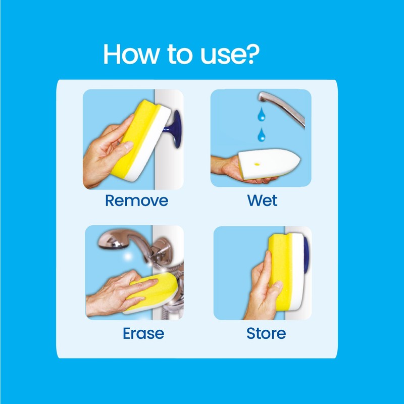 White Magic Shower Eraser Sponge Refill, Yellow, 15 x 8