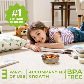 OKAY ORANGE 1 Pack Stainless Steel Toddler Suction Bowls for Baby Plates, 2-in-1 SUS304 Toddlers Bowl & Removable Silicone Suction Kids Bowl for Cereal | Snack | Anti-Scald Non-Toxic Suction Bowls