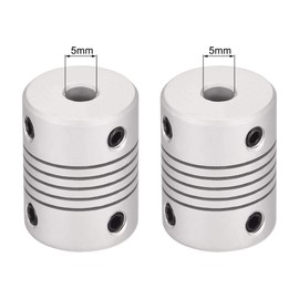 sourcing map 5mm to 5mm Aluminum Alloy Shaft Coupling Flexible Coupler Motor Connector Joint L25xD19 Silver,5pcs