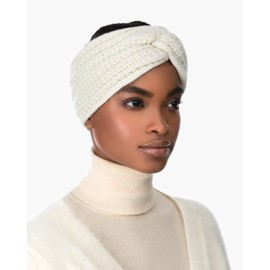 Eric Javits Knit Turban - Hair Turbans for Women - Merino Wool & Cashmere Blend Women's Head Wraps - Luxurious Open Head Wraps for Women - Soft & Stylish Head Coverings for Women (Cream)