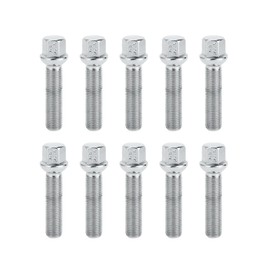 TUCKBOLD M14x1.5mm Ball Seat Wheel Lug Bolt for Volkswagen 19mm Hex 55mm Shank Length Sturdy | Extended Bolts Silver Tone 10 Pcs