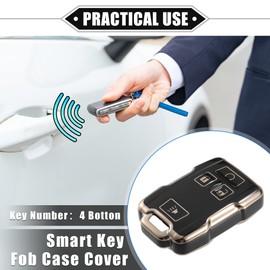VekAuto Key Fob Cover Compatible for GMC Canyon Sierra, 4 Button Gold Tone Edge Fashion Soft TPU Black Remote Keyless Smart Key Fob Case Protection Shell