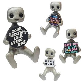 Your Anxiety Is A Lying H*e Robot Cute Tiny Robot Figure Mental Health Desk Companion Home Office Desk Buddy Relief Anxiety Gift - Color: A1