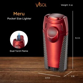 Visol Meru Dual Torch Flame Refillable Gas Lighter (Shipped Without Butane)