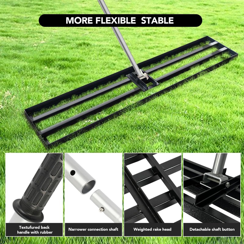 Lawn Leveling Rake, 36"x10" Level Lawn Tool, Heavy-Duty Lawn Leveler
