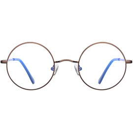 Kursan Round Blue Light Glasses for Women Men Retro Circle Metal Frame Eyeglasses Two Sizes (Copper - 48MM)