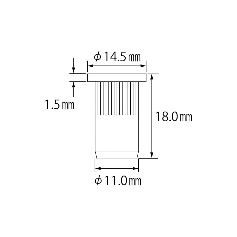 Lobtex Knurling Nut (Flat Head, Steel) Eco Pack, Plate Thickness: