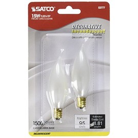 Satco Products S3777 120-Volt 15CA8 Candelabra Base Frosted Light Bulb