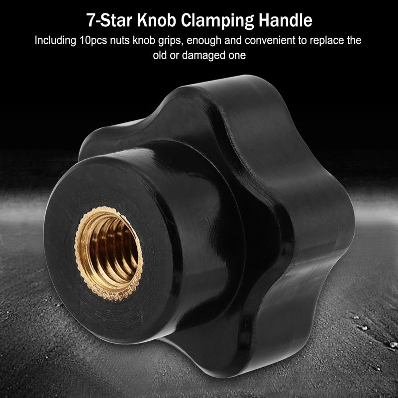 10Pcs Nuts Knob Grip Handle 7-Star 8mm Female Thread Brass