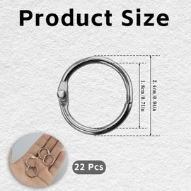 Pack of 22 Binder Rings Books Rings 30 mm Loose Leaf Book Rings Metal Rings Loose Leaf Connector Rings Binder Rings for Scrapbook Album Notebook Index Cards (Silver)