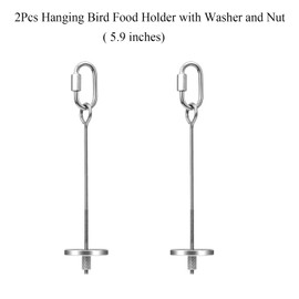 2pcs Hanging Bird Treat Skewer Parrot Fruit Feeder, 5.9 Inch Stainless Steel Bird Food Holder Parrot Fruit Food Skewer with Washer Nut Parakeet Treat Holder Feeder for Parrot Budgie Conure, LXLVOUEG
