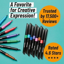 BIC BodyMark - Juego de marcadores temporales para tatuajes con colores vibrantes y puntas mixtas, paquete de 8 unidades en tinta variada
